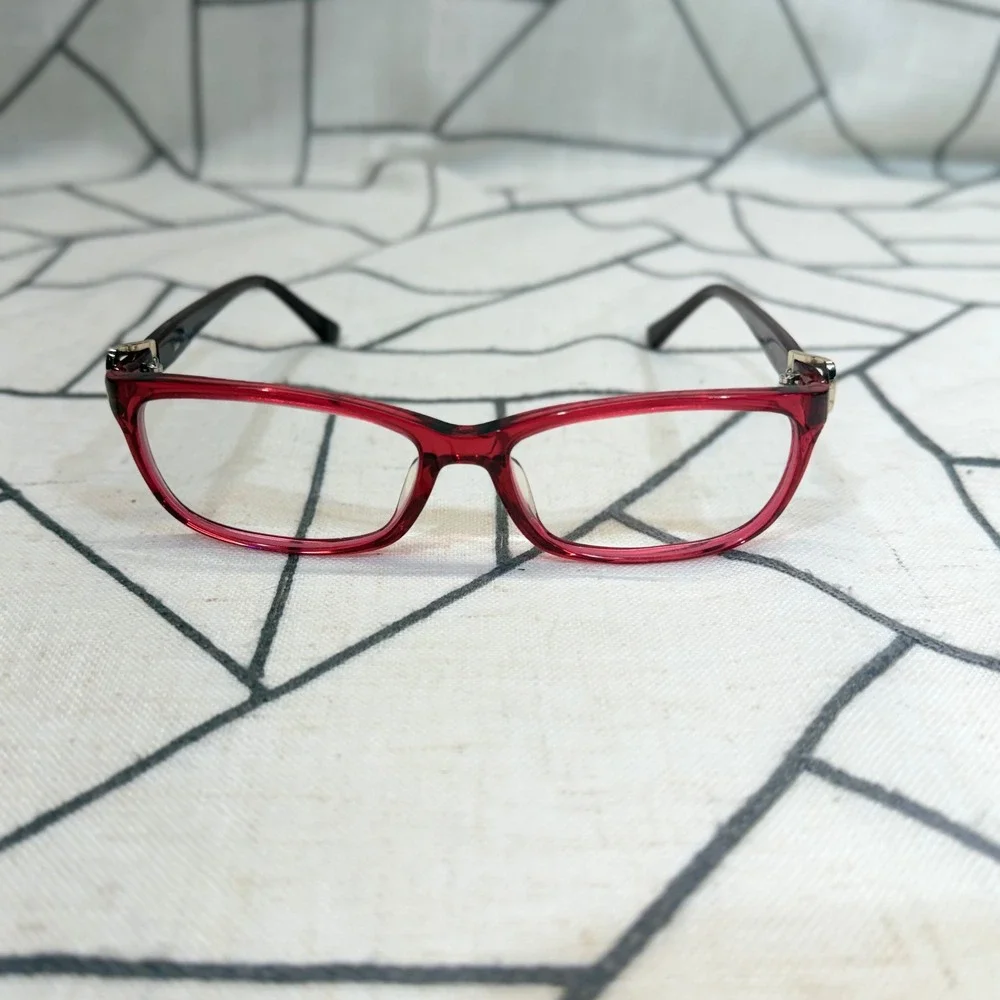 Mimic Eyeglass Frames 54-15-135 Red Burgundy Rectangular N5004 613 Buckle Detail